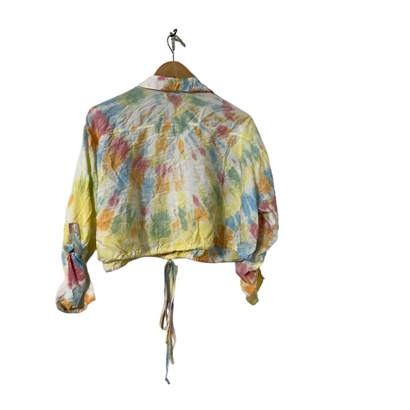Young, Fabulous & Broke Tie Dye Button Down Long Sleeve Shirt Top Blouse - Picture 4 of 7